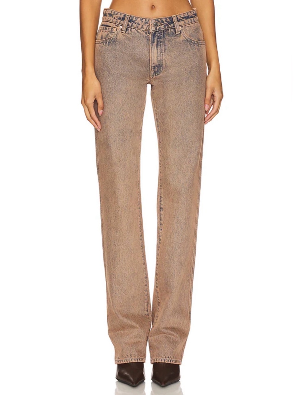GRLFRND Isabel Low Rise Straight Leg Jeans in Calico Denim